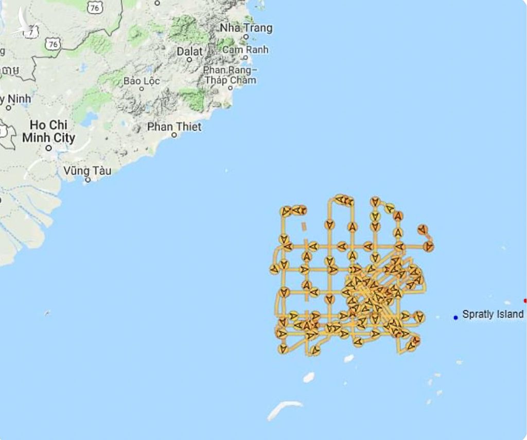 Sơ đồ đường đi của tàu Hải Dương Địa chất 8 trong khu vực chủ quyền của Việt Nam. Ảnh: Twitter/@rdmartinson88. 