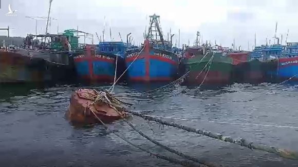 Tàu thuyền của ngư dân neo đậu trú bão trong âu cảng Bạch Long Vĩ /// Ảnh Đại Đồng