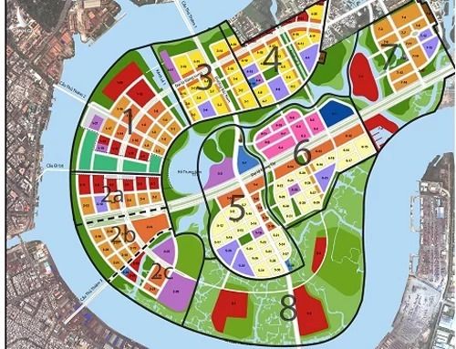 Bản đồ quy hoạch sử dụng đất năm 2011, thuộc Đồ án điều chỉnh quy hoạch cục bộ phân khu tỷ lệ 1/2.000 khu đô thị Thủ Thiêm.  