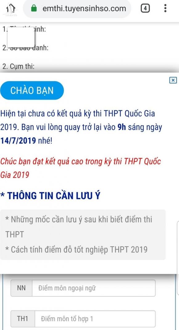 Xuat hien trang web gia cong bo diem thi THPT quoc gia 2019 hinh anh 2 