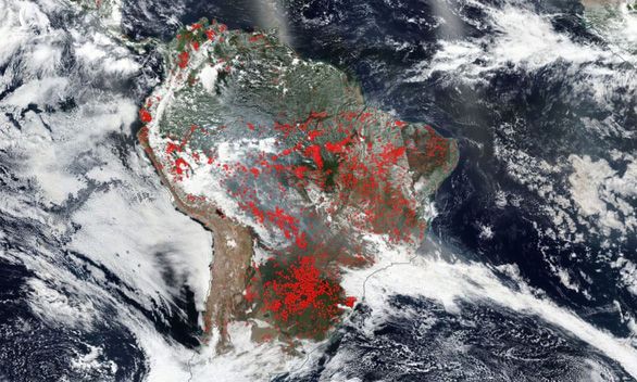 Cháy rừng ở nhiều quốc gia Nam Mỹ đang ở mức báo động - Ảnh: NASA 