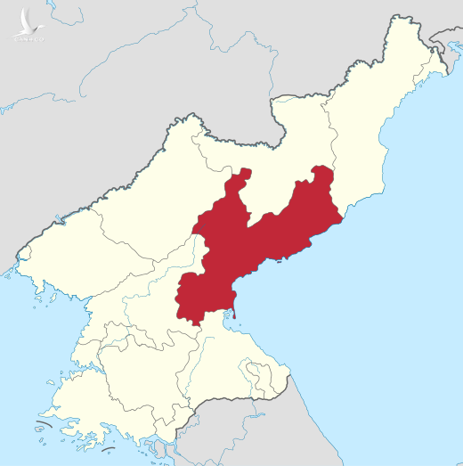 Vị trí tỉnh Nam Hamgyong (màu đỏ) của Triều Tiên. Đồ họa: Wikipedia. 