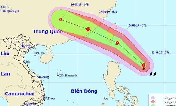 Sơ đồ dự báo bão Bailu đang hoạt động gần Biển Đông - Ảnh: Trung tâm Dự báo khí tượng thủy văn quốc gia 