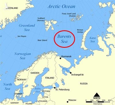 Vị trí của biển Barents. Đồ họa: Wiki. 