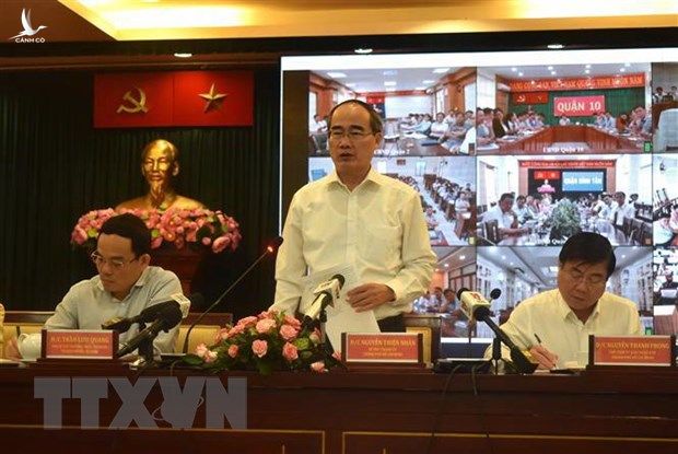 Bí thư Thành ủy Thành phố Hồ Chí Minh Nguyễn Thiện Nhân phát biểu chỉ đạo Hội nghị triển khai các giải pháp tăng cường hiệu lực, hiệu quả nhà nước về trật tự xây dựng ngày 30/7.  
