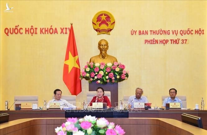  Chủ tịch Quốc hội Nguyễn Thị Kim Ngân và các Phó Chủ tịch điều hành phiên họp. Ảnh: Dương Giang/TTXVN 