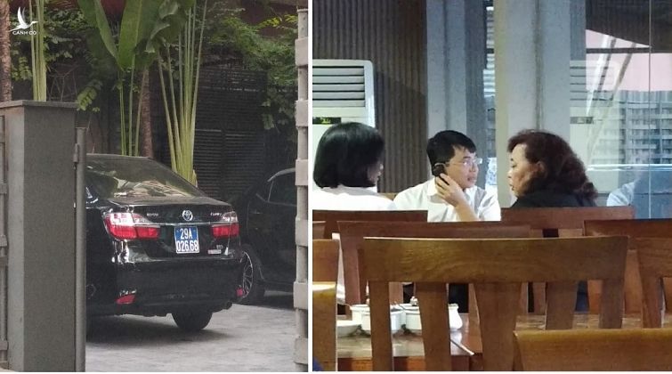 Bà Nguyễn Thị Bích Ngọc - Chủ tịch HĐND TP. Hà Nội (ngoài cùng, bên phải) và chiếc xe công tại Nhà hàng Aroma sáng ngày 24/9/2019. 