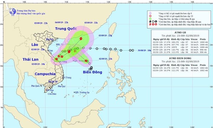 Ảnh 5: Bản đồ bão của Trung tâm Khí tượng Thuỷ văn Quốc gia.