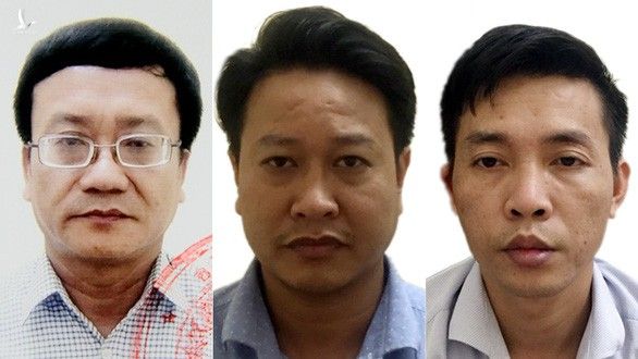 Ba bị can trong vụ sửa điểm thi THPT quốc gia ở Hòa Bình, từ trái sang: Nguyễn Quang Vinh, Nguyễn Khắc Tuấn, Đỗ Mạnh Tuấn