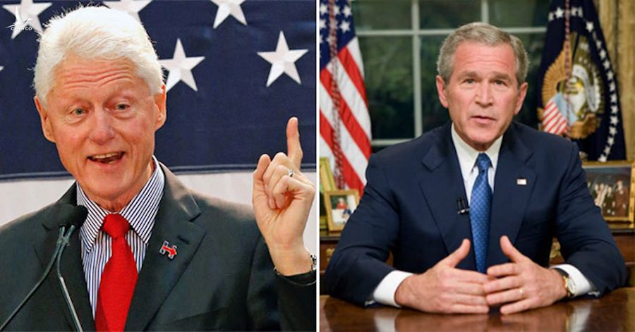 Bên trái: Tổng thống Mỹ Bill Clinton (ảnh: New York Post, bên phải: Tổng thống Mỹ George W. Bush (ảnh: achcharu). 