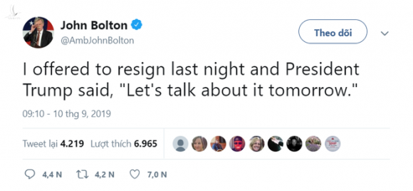[NÓNG] TT Trump bất ngờ sa thải cố vấn an ninh Mỹ John Bolton, ông Bolton vội thanh minh - Ảnh 2.