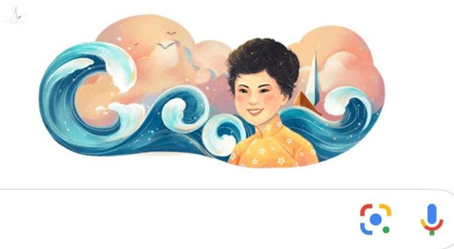 Hình ảnh ấn tượng của thi sĩ Xuân Quỳnh trên Google Doodle mà Liên và Quang thiết kế 