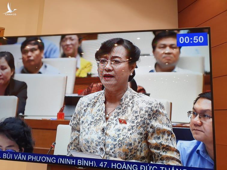 ĐBQH Nguyễn Thị Quyết Tâm phát biểu trước Quốc hội (ảnh chụp qua màn hình). 