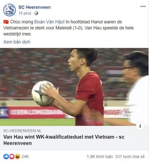 CLB Heerenveen: 'Tuyen Viet Nam qua manh so voi Malaysia' hinh anh 1 