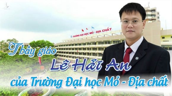 Bức ảnh Thứ trưởng Lê Hải An được đăng trên bản tin Trường đại học Mỏ - Địa chất, nơi ông là hiệu trưởng trước khi làm Thứ trưởng Bộ GD-ĐT  /// Ảnh Trường ĐH Mỏ - Địa chất