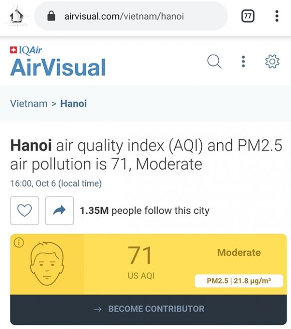 Ứng dụng đo chất lượng không khí AirVisual bị chặn ở Việt Nam