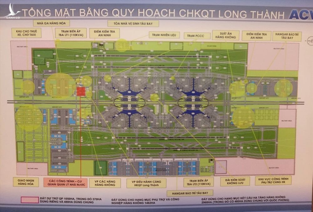 Tổng mặt bằng quy hoạch dự án cảng hàng không quốc tế Long Thành. 