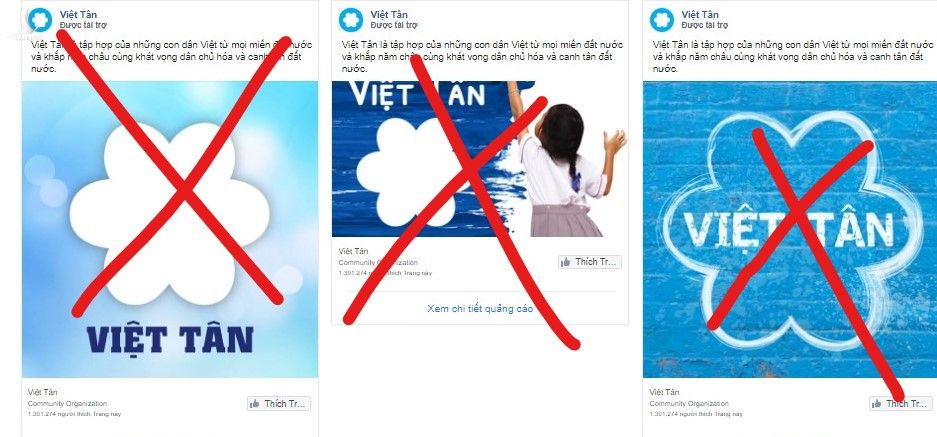Trang Facebook Việt Tân đang sử dụng quảng cáo để tuyên truyền thông tin sai lệch 