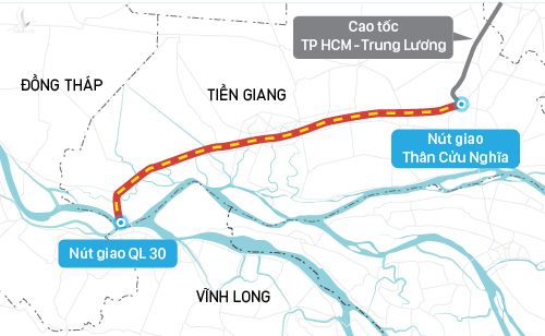 Cao tốc Trung Lương - Mỹ Thuận đi qua 5 huyện của tỉnh Tiền Giang. 