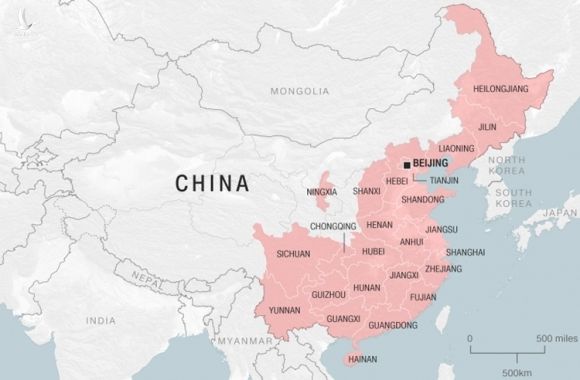 Các tỉnh thành Trung Quốc có ca nhiễm viêm phổi Vũ Hán. Đồ họa: CNN.