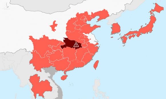 Các nước có bệnh nhân nhiễm virus viêm phổi Vũ Hán tính đến ngày 23/1. Bấm vào ảnh để xem đầy đủ.