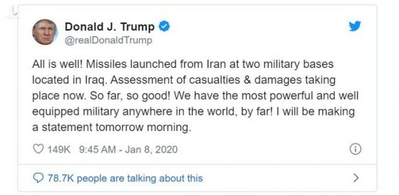 Tổng thống Donald Trump lên tiếng sau khi Iran tấn công căn cứ Mỹ - Ảnh 2.