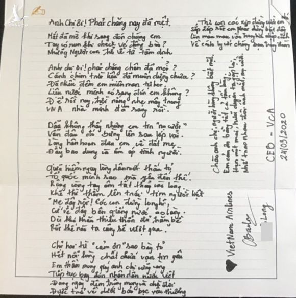 Bài thơ du học sinh Bảo Long gửi tới các thành viên phi hành đoàn /// Ảnh: VNA 