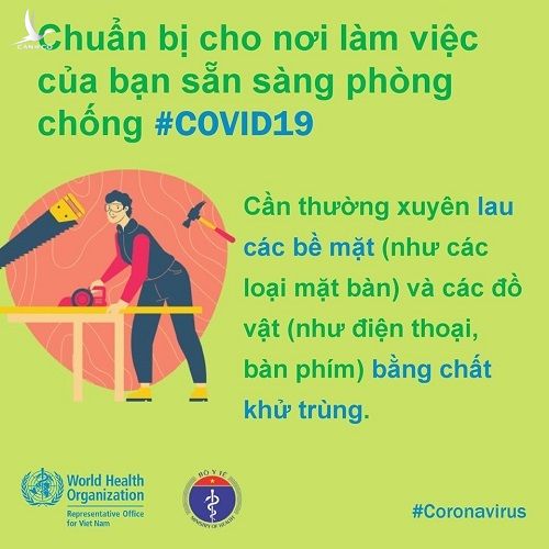 WHO khuyến cáo cách phòng chống Covid-19 tại nơi làm việc