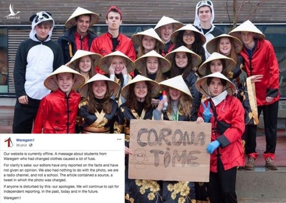 Dân mạng bức xúc vì nón lá Việt Nam, Kimono Nhật Bản, trang phục truyền thống Trung Quốc cùng dịch Covid-19 bị nhóm học sinh Bỉ lôi ra làm trò đùa /// Ảnh: Chụp màn hình