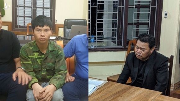 Lò Văn Hà (trái) và Đào Doanh Việt tại cơ quan công an /// Ảnh CTV