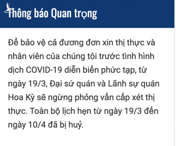 Mỹ ngừng cấp thị thực ở Việt Nam từ 19-3 do dịch bệnh COVID-19 - Ảnh 2.