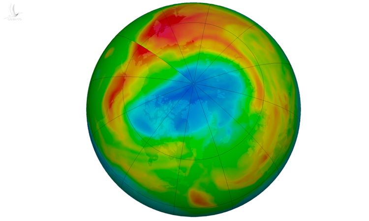 Lỗ hổng ozone xuất hiện ở Bắc Cực vào mùa xuân. Ảnh: Phys. 