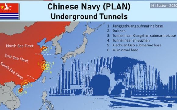 Lộ diện mạng lưới đường hầm bí mật bảo vệ các tàu ngầm Trung Quốc trên Biển Đông