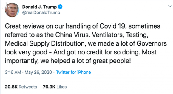 Ông Trump lại gọi Virus Trung Quốc trên mạng xã hội - Ảnh 1.
