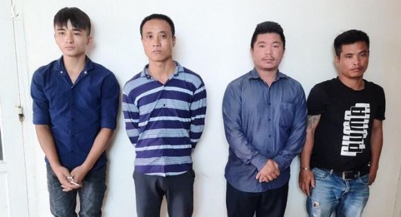Các nghi can bị bắt giữ tại Phòng Cảnh sát hình sự Công an tỉnh Đồng Nai /// Ảnh: Gia Khánh