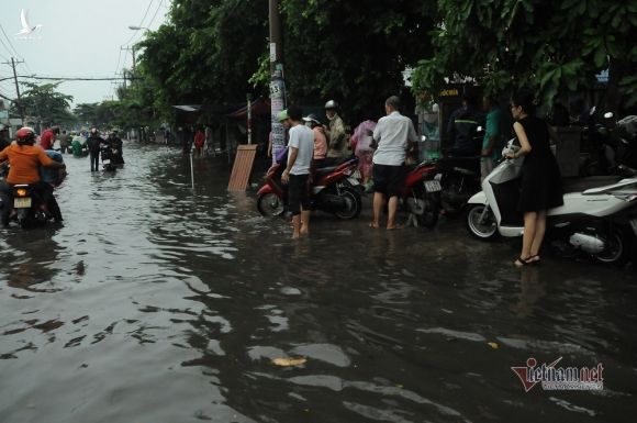 Người Sài Gòn ngã nhào trên đường ngập lụt, giao thông rối loạn