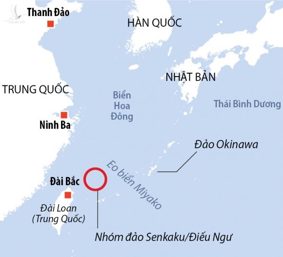 Vị trí nhóm đảo Senkaku/Điếu Ngư. Đồ họa: Reuters.