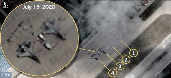 Hình ảnh vệ tinh cho thấy các máy bay của Trung Quốc trên đảo Phú Lâm của Việt Nam nhưng bị Trung Quốc chiếm đóng phi pháp /// Ảnh chụp màn hình Forbes