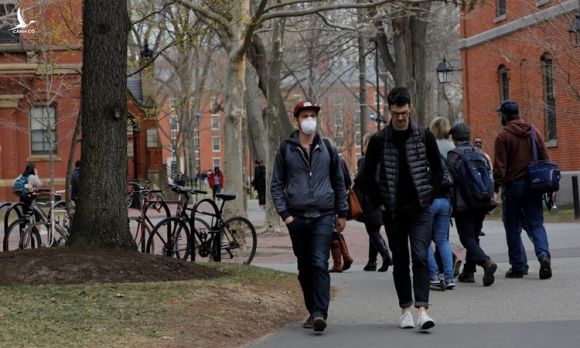 Sinh viên đi lại trong khuôn viên Đại học Harvard ngày 10/3. Ảnh: Reuters.