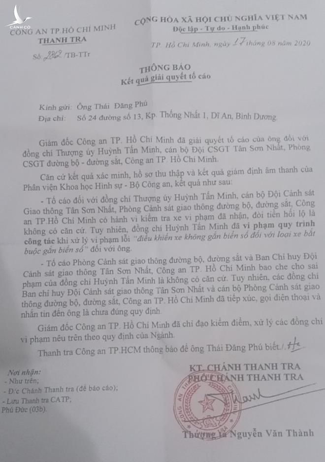 Công an TP.HCM khẳng định không có việc CSGT Tân Sơn Nhất vòi 6,2 triệu đồng - 1