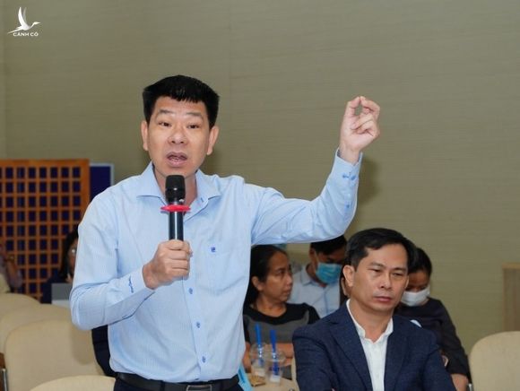 Ông Lê Hữu Nghĩa, GIám đốc Công ty Lê Thành phát biểu tại hội thảo "Tắc tiền sử dụng đất" /// Ảnh: Độc Lập