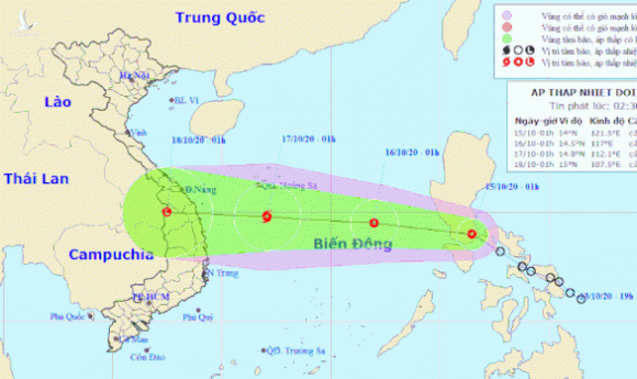 Áp thấp nhiệt đới có thể mạnh lên thành bão, hướng vào Miền Trung - Ảnh 1.