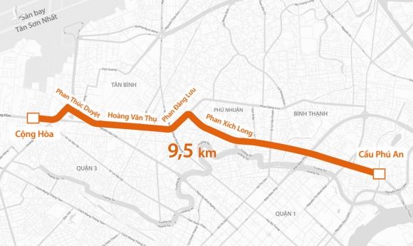 Lộ trình tuyến Số 1 đi qua các khu vực trung tâm thành phố. Đồ họa: Thanh Huyền.