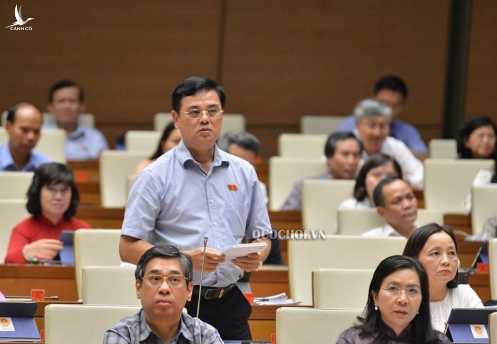 Đại biểu Nguyễn Hữu Quang - Đoàn ĐBQH tỉnh Thanh Hóa phát biểu tại phiên họp.