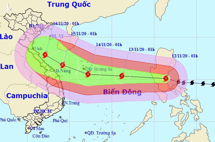 Bão Vamco giật cấp 15 có thể đổi hướng di chuyển khó lường - Ảnh 1.