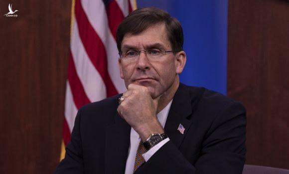 Bộ trưởng Esper trong một hội thảo trực tuyến ở Lầu Năm Góc hôm 21/10. Ảnh: Bộ Quốc phòng Mỹ.
