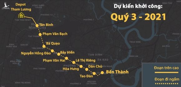 Sơ đồ tuyến Metro Số 2. Ảnh: Thanh Huyền.