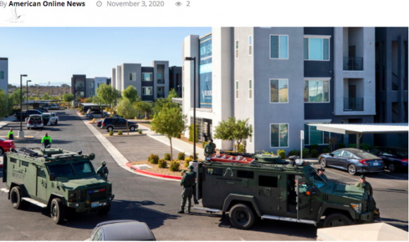 Cảnh sát vũ trang được triển khai tại hiện trường vụ nổ súng ở TP.Henderson, Nevada /// Ảnh chụp màn hình American Online News