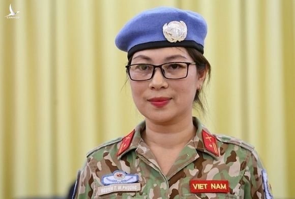 Thiếu tá Nguyễn Thị Minh Phương là nữ quan sát viên quân sự đầu tiên của Việt Nam ở Phái bộ Nam Sudan. Ảnh: Gia Chính