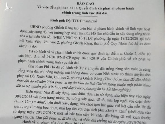 Nguyên Chủ tịch UBMTTQ Việt Nam tỉnh Bình Định Phan Phi Hổ vi phạm về hoạt động xây dựng - ảnh 1